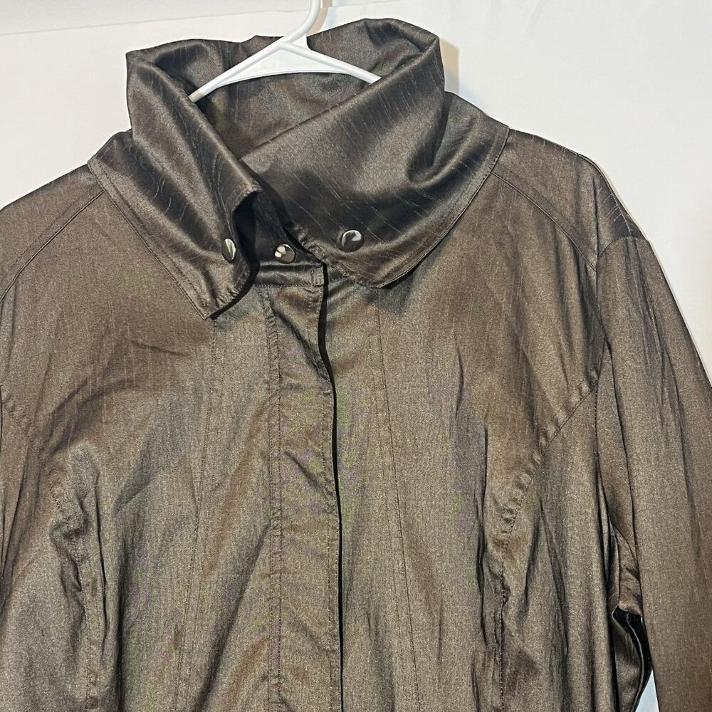 SAMUEL DONG BUBBLE COAT DRESS Women Classic XL Brown Bronze Lined Water Resistan - Picture 12 of 15